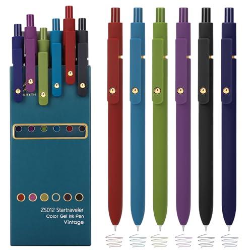 Ddaowanx Colorful Gel Pens, 0.5mm Fine Point Retractable,Multi Colored Pens for Journaling and Sketching,School Supplies,Stuffers for Teens, Gifts for Women (5Pcs-Vintage Colors)