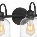 URSOLA 4 Lights 32" Bathroom Vanity Light Fixtures, Matte Black Traditional Classic Vanity Light with Clear Glass, Bathroom Lighting Fixtures Over Mirror