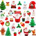 DIYDEC 32Pcs Christmas Miniature Figurines, Mini Resin Figurines to Hide Small Resin Santa Claus Snowman Xmas Trees Animals for Xmas Goodie Bag Fillers Winter New Year Holiday Party Favors Decorations