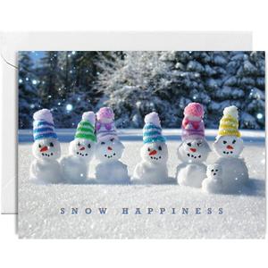 easykart labels 24 Christmas Greeting Cards with Envelopes, Snow Happiness Designs | 7.25 x 5.5 Inch Merry Christmas Cards with Seal Stickers For Friends, Family and loved Ones