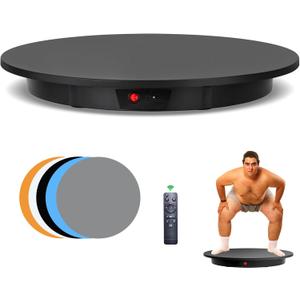 JAYEGT Electric Rotating Display Stand, 350-500 lbs Heavy Load , 360-Degree Motorized Rotating Turntable for Display, Live Streaming, Remote Control + 5 Colors Background (Black/24 Inch/Dual Motors)