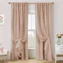 Neutral Peach Blush Pink Curtains for Baby Nursery Girl,Blackout Tufted Floral Embroidered Sheer Boho Nude Dusty Rose Curtains for Bedroom 2 Panels 84 Inches Long (50"W x 84"L (Pack of 2))