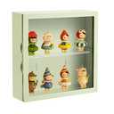Clear Display Case for Figures, Square Wall-Mounted Doll Storage Box, Adjustable Display Stand with Door Dust and Moisture Proof Suitable for Lego Collectibles Action Figures Pop Mart (Green)