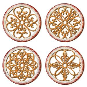 Yulejo 4 Pcs Thicken Rustic Wall Decor Farmhouse Kitchen Wall Round Art Wooden Hollow Carved Design Rustic Art for Living Room Bedroom Hallway Decor (15.7 x 15.7 Inch,Light Brown)