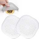 Hair Drain Catcher, Square Drain Cover for Shower Silicone Hair Stopper with Suction Cup,Easy to Install Suit for Bathroom,Bathtub,Kitchen 2 Pack (White)
