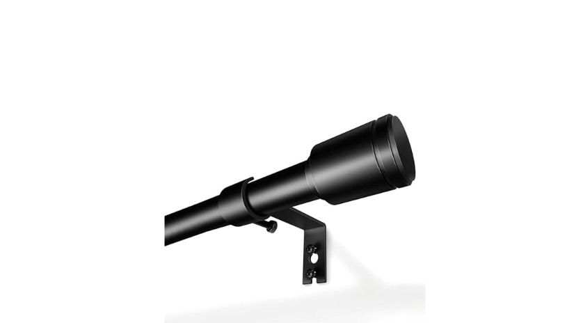 5/8” Diameter Curtain Rods 30-90 Inch, for 30-84 Inch Windows, Adjustable Splicing Black Curtain Rods for Windows with Brackets, Window Rod Long Small Curtains Rod