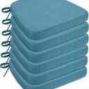 Chair Cushions for Dining Chairs, D-Shaped Seat Cushions with Removable Washable Cover and Ties, Chair Pads for Kitchen, Indoor Dining Room, Patio Chairs, 17'' x 16'', Set of 6, Blue