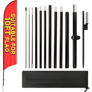 1 Sets 12FT Heavy Duty Feather Flag Pole Kit for 10FT Swooper Flags, Portable Reinforced Aluminum Banner Pole with Rotating Ground Stake, Ideal for Outdoor Advertising, Storefronts (12FT, 1 Sets)