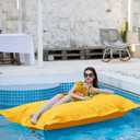 SXBCyan Floating Bean Bag for Pool No Filler - Reusable Bean Bag for Swimming- Outdoor Stripes Bean Bag Pouf Cover-Water Play Lounge Chair (Color : Yellow, Size : 140x180cm Empty Cover)
