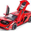 Lambo Toy Car Sian FKP3 Die-Cast Car Model with Lights and Sound Pull Back Toy Car for Boys Age 3 4 5 6 + Year Old (Red)