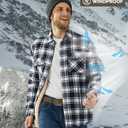 EKLENTSON Men's Flannel Shirt Jacket Thick Fleece Lined Jackets Plaid Sherpa Jacket Cotton Winter Jackets With 5 Pockets (Large, Black)