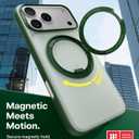 TORRAS 360 Magnetic Stand for iPhone 17 Pro Case, Ostand 3.0[Fit for MagSafe][4X Mil-Grade Shockproof] Rotatable Kickstand Protective Cover, Camera Control Button, Translucent Pine Green, O3 Fitness