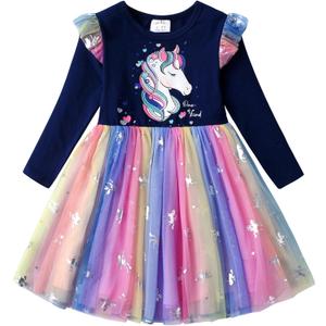 VIKITA Girls Dresses Winter Long Sleeve Party Gifts for Girls 5-6 Years