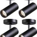 12W LED Dimmable Ceiling Spotlight Indoor - Adjustable Surface Accent Lamp for Corridor, Living Room, Warm White 3000K, CRI 97, Anti-Glare Picture Artwork Spot Light, Black 4 Packs