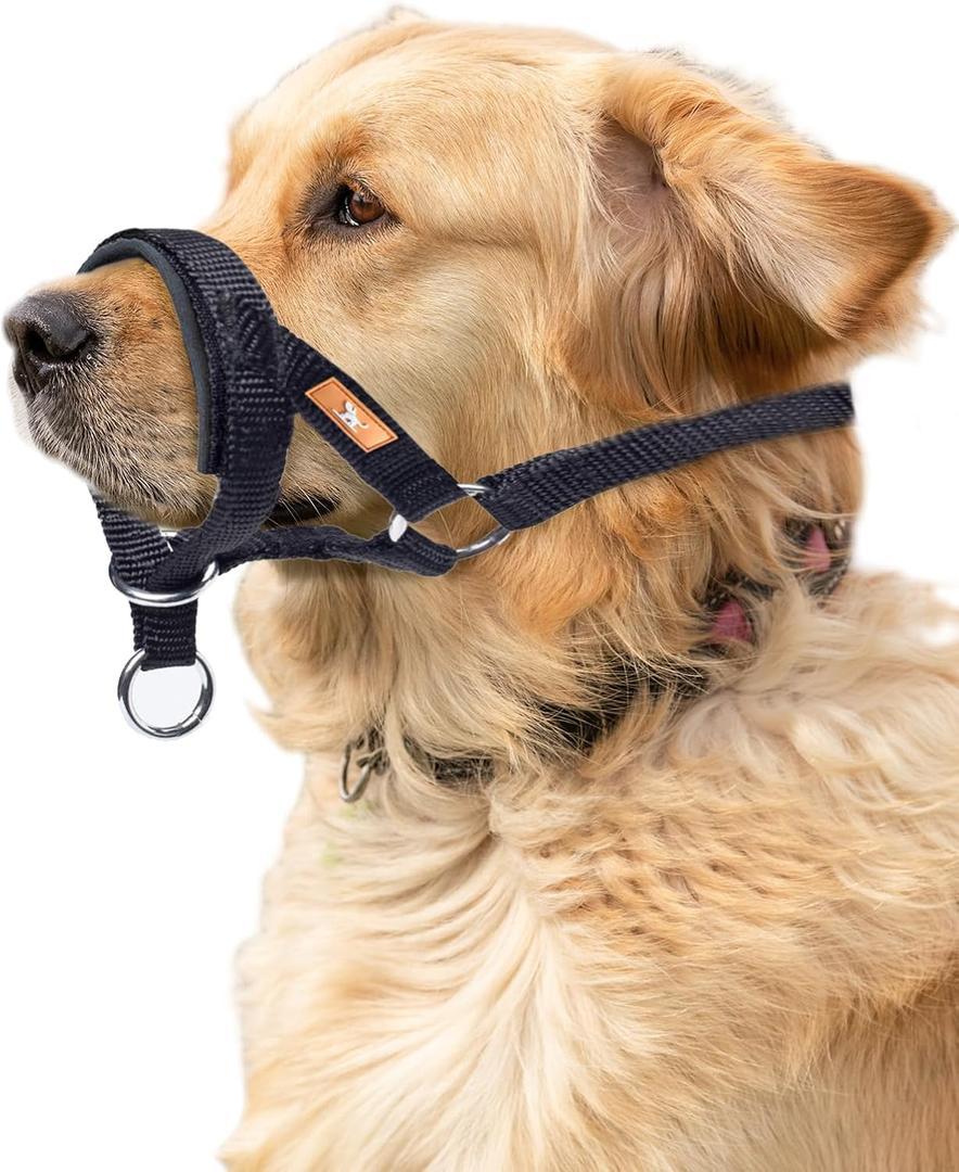 Dog Head Collar with Soft Fabric, Head Harness Stops Dog Pulling, Head Leash for  Dogs Walking(S, Black)