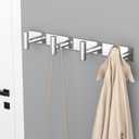 VAEHOLD 1PACK Hat and Coat Wall Mount Rack - 4 Hooks for Robes, Bags, Keys, and Towels - Bathroom Towel Hanger Organizer -Silvery