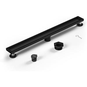 Linear Shower Drain 28" Matte Black 304 Stainless Steel | Fast Drainage | Tile Inserted | Stainless Floor Drain Grate | Hair Strainer | Drain Key | The Upgrade for Your Bathroom