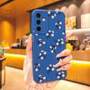 3 x for Samsung Galaxy A13 5G/A04S Phone Case, Fashion Flower Pattern Design Girls Women Liquid Silicone Cover, Slim Shockproof and Scratch-Resistant Soft Case for Samsung A13 - Blue