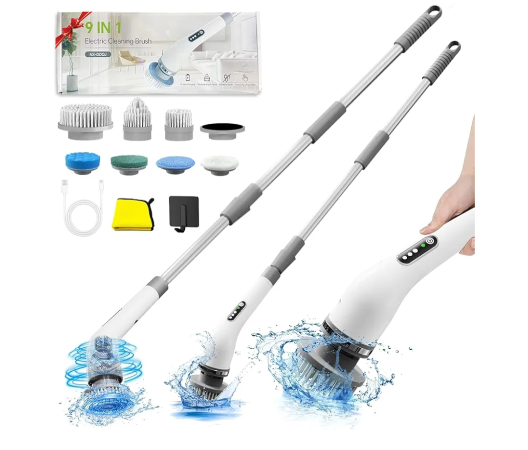 Shower Cleaner - Cordless Electric Spin Scrubber with 7 Replaceable Heads - Bathroom Cleaner for Kitchen, Electric Scrubber for Cleaning, Shower Scrubber, Shower Cleaner Brush for Bathtub/Kitchen