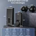 Keyless Entry Door Lock Deadbolt with Handle Set, Door Locks for Front Door, Keypad Door Lock with Handle, Smart Door Knob, Auto Locking, Installation Guide, Black