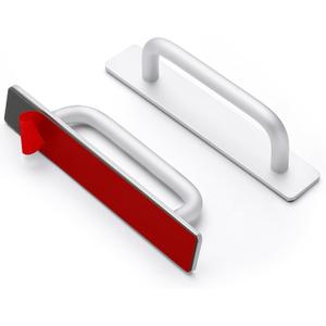 Ravinte Adhesive Cabinet Handles Self Stick Drawer Pulls Stick on Handle Silver Cabinet Pulls No Drilling Push Pull Helper for Kitchen Cabinet Window Sliding Closet Door Handle - 5.83", 2 Pack (Brushed Nickel)