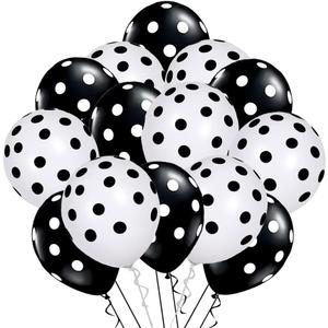 50 Pcs Latex Balloons, 12 Inch Black and White Polka Dot Balloons for Graduation Brithday Balloon Wedding Balloon Decoration
