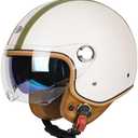 Dual Visor 3/4 Open Face Motorcycle Helmet for Men & Women, DOT Approved Unisex Retro Half Helmet，Motorbike Casco for Moped Cruiser Bobber and Chopper