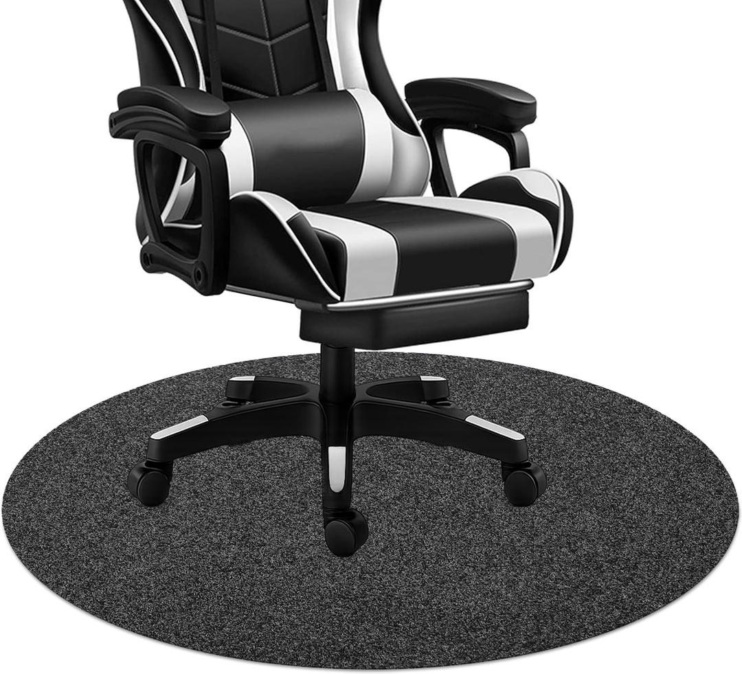 Office Chair Mat, 39"x39" Round Floor Protector Mat for Very Low Flat or No Pile Carpet/Hardwood Floor, Multi-Purpose Desk Chair Mat RugDark Grey