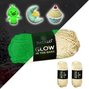 Glow in The Dark Crochet Polyester Yarn - Luminous Halloween Party Yarn - 3.52oz/100g 115.92yd/106m Light Yellow