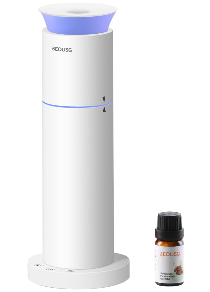BEOUSG Waterless Essential Oil Diffuser for Home,Scent Diffusers with 3 Timer Settings, 3 Mist Levels for Spas Room Studio Office