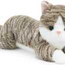 19 inch 3 Lbs Cat Weighted Stuffed Animals, Realistic Weighted Cat Stuffed Animal, Sensory Comfort Plush Throw Pillow, Soft Kawaii Stuffed Kitty Plush Toy Gift for Adults Kids Youth (Brown Tabby Cat)
