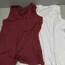 KKJ 2 Pack Womens Tank Tops Summer Beach Vacation Outfits V Neck Loose Sleeveless Blouses Casual Shirt Spring Fashion Clothes (Small, White/Wine)