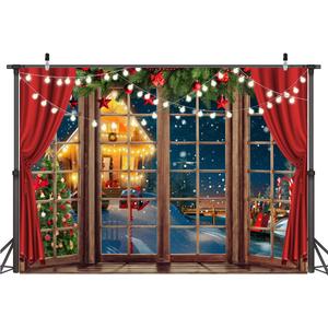 Alltten 10X8FT Christmas Window Backdrop Christmas Backdrops for Wall Holiday Background F-22