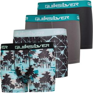 Quiksilver Boys Underwear 4 Pack Boxer Briefs for Boys 6-18 Durable Stretch Breathable Moisture Wicking (Small, Grey,black,mint Floral,green/Black)