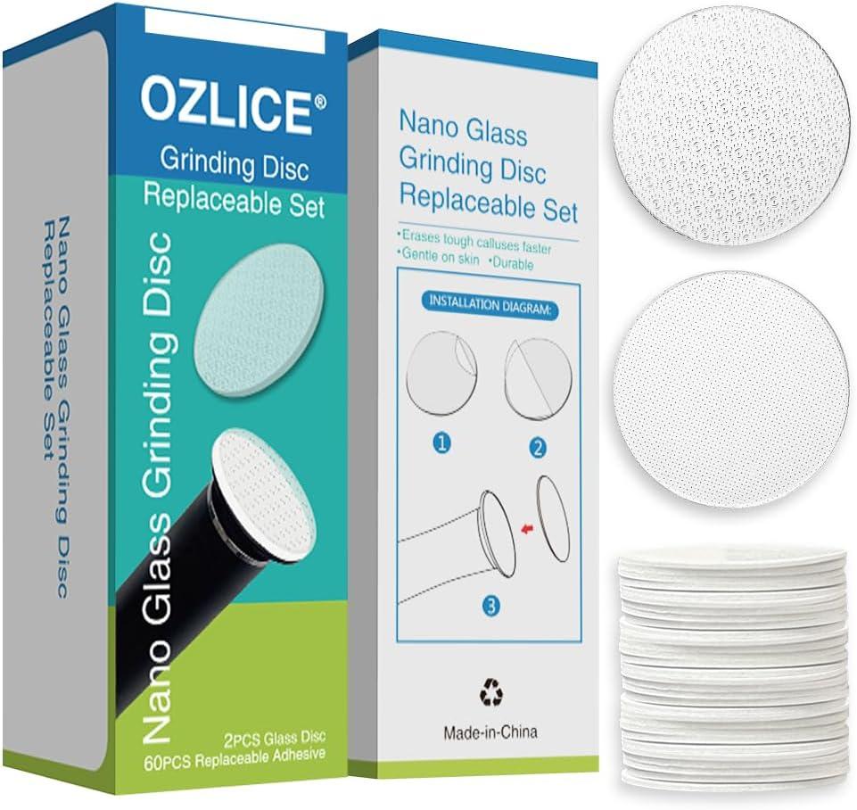 2 Pcs Nano Glass Sandpaper Disc for APRELM Electric Foot Callus Remover with 60 Pieces Replaceable Round Double-Sided Adhesive Pads Replaceable Sandpaper Disc