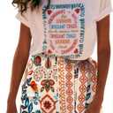 Womens Summer Floral Wrap Short Skirt Tie Side High Waist A Line Beach Vacation Boho Mini Skirt, M