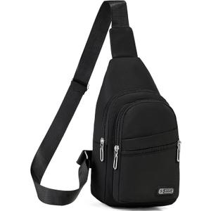 Small Sling Backpack Crossbody Sling Bag, Chest Bag Daypack Fanny Pack Cross Body Bag for Outdoors Hiking Traveling, Black 