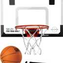 SKLZ Pro Mini Indoor Basketball Hoop with Ball, Over the Door, Shatter-Proof Backboard, Spring-Action Break-Away Steel Rim, Room, and Office, Style: Flip Rim,  Product Dimensions 3.15"D x 18"W x 12"H