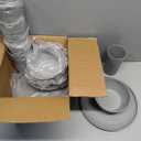 YARRGGU 24-Piece Dinnerware Set, Service for 8, Unbreakable Plates and Bowls Set, BPA-Free, Dishwasher Safe, Gray Tableware for Kitchen, Party and Picnic