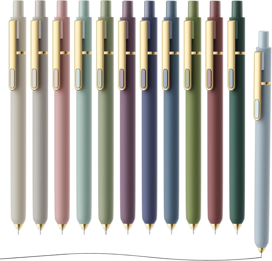 SUNEE Gel Pens, 10 Pack 0.5mm Pens Fine Point Smooth Writing Pens with Quick-Dry Black Ink, Cute Aesthetic School Office Note-Taking Pens for Journaling - Assorted