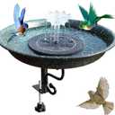 Vantulla Deck Mounted Bird Bath,Dual Purpose Hummingbird Bath and Bird Feeder for Outside,Solar Bird Bath Fountains Combo Set for Balcony Railing Garden, for Backyard Birding & Wildlife,Copper Green