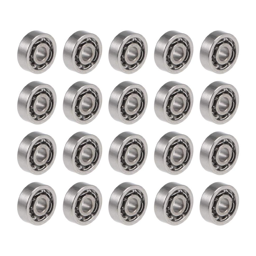 uxcell 681 Deep Groove Ball Bearings 1mm Inner Dia 3mm OD 1mm Bore Open Type Chrome Steel Z2 20pcs