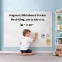 Magnetic Dry Erase Whiteboard 42"x24" - Self-Adhesive Flexible Wall Board for Kitchen, Home Office w/ 11 Markers, 6 Magnets, Eraser & Holder, Ultra Smooth, No Ghosting