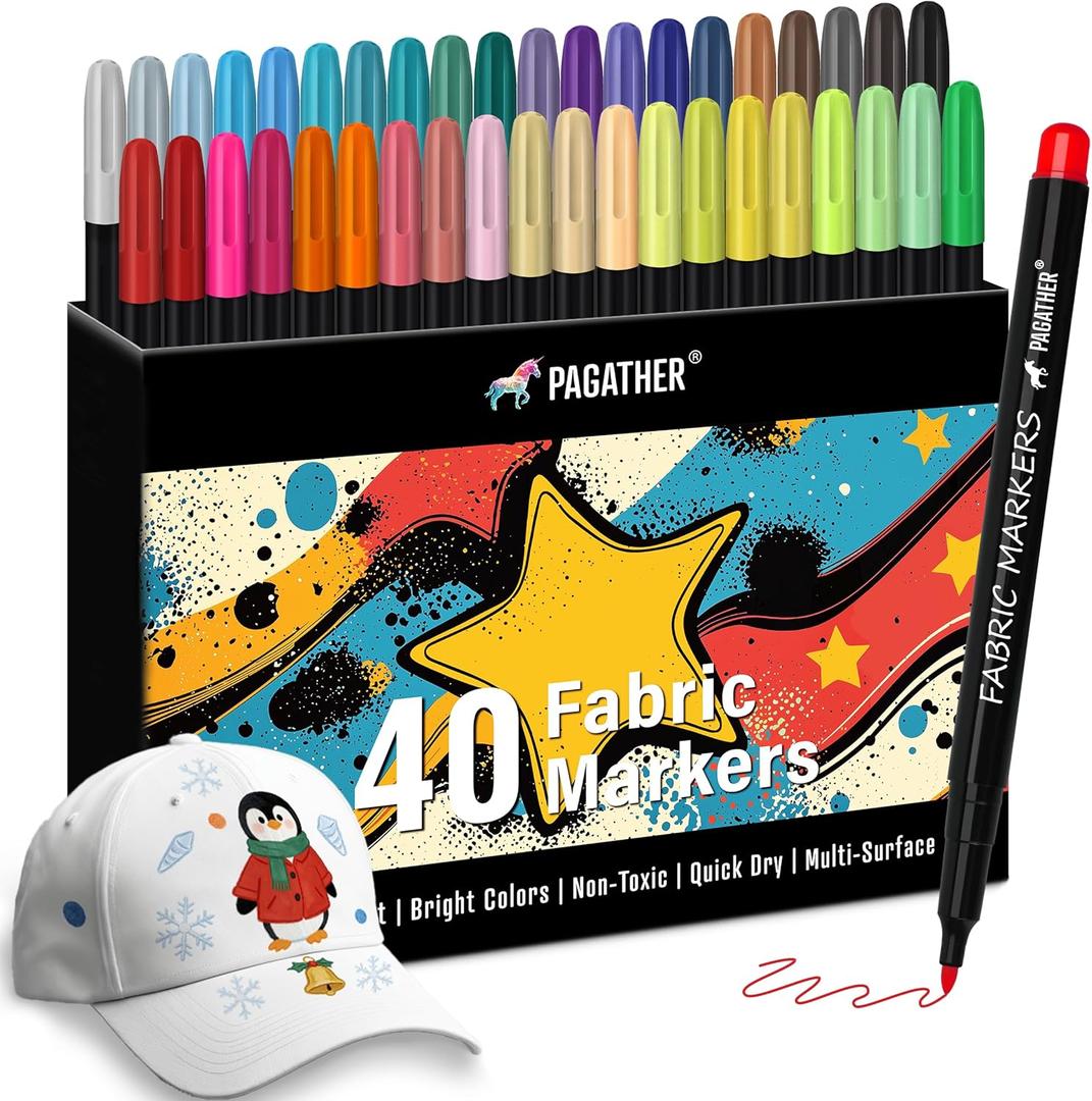 2 x Fabric Markers Permanent for Clothes, 40 Colors Fine Tips Paint Pens for Clothing Canvas Tote Bags T-Shirt and Shoes, Non Toxic Ink for Kids and Adults