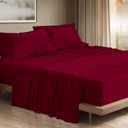 THREAD SPREAD 100% Egyptian Cotton Sheets California King Size - 1200 Thread Count 4 PC Cal King, Cooling Sateen, High Thread Count - Burgundy