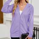 Women's Zip Up Hoodies Long Sleeve Sweatshirts Fall Outfits Casual Oversized Full Zip Hooded Jacket 2025 Fashion (XX-Large, Purple)