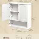 VASAGLE Siren Collection - Hanging Bathroom Cabinet with Towel Rod, Farmhouse Wall Storage Cabinet, with Adjustable Shelf, and Doors, 7.9 x 20 x 23.6 Inches, Cloud White UBBK149WB01S