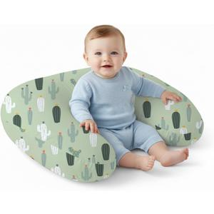 Little Grape Land Nursing Pillow,Upgraded Breast Feeding Pillow for Mom,Breastfeeding & Bottle Feeding for 012 Months, Soft Machine Washable Cover with Firm Breathable Filling for Tummy Time, Cactus