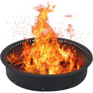 Smokeless Fire Pit Ring for Outside, 36 Inch Heavy Duty Metal Insert with Air Vents for Better Burn, Outdoor Firepit Ring for Backyard, Patio, Camping, Smokeless Wood Burning Use