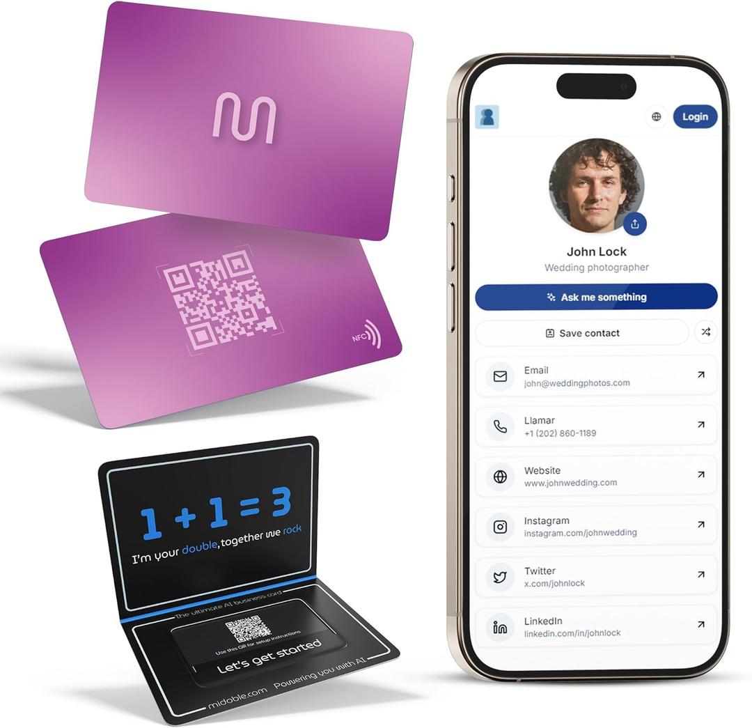 3 x Card - Digital Business Card - Tap to Share - AI Assistant - Networking Card Powered by AI - Connect with People - Tap the NFC or Scan the QR - Compatible with iPhone & Android